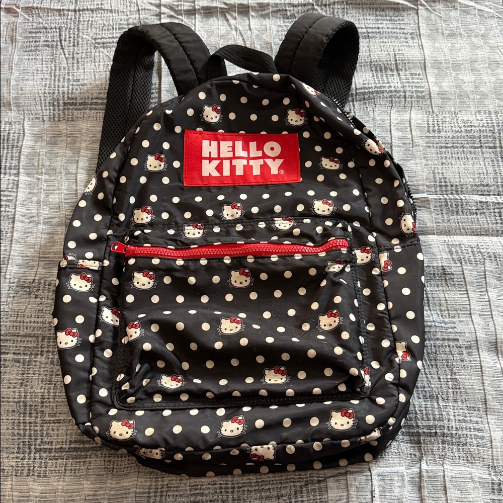 Bioworld Hello Kitty Black and White Polka Dot Travel or School Backpack